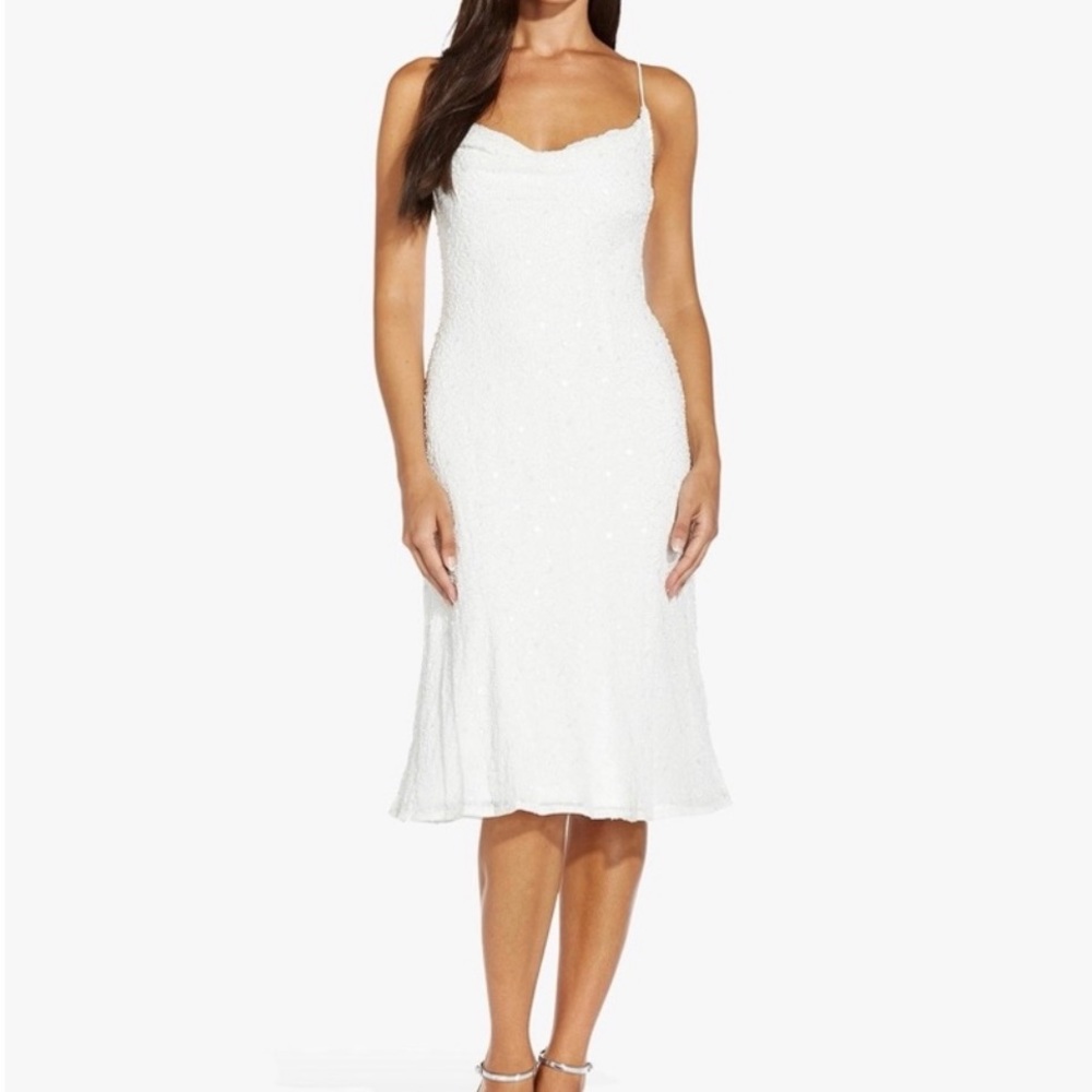 Adrianna Papell Ivory Beaded Slip Dress